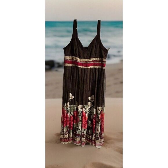 Signature by Robbie Bee Silk Dress Women Sz14 Empire Waist Cottage Core Babydoll - Picture 1 of 16